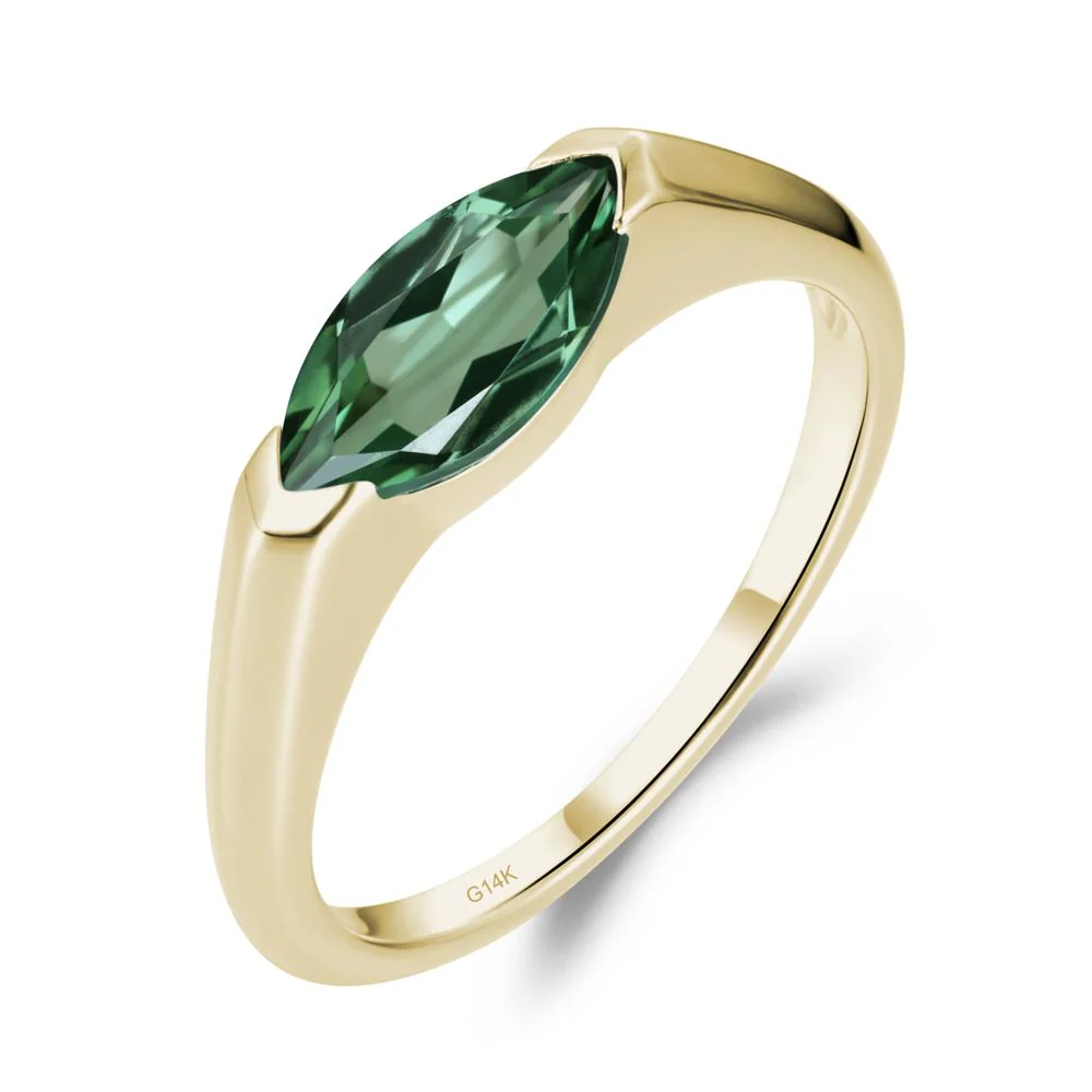 East West Marquise Cut Green Sapphire Ring - Image 6