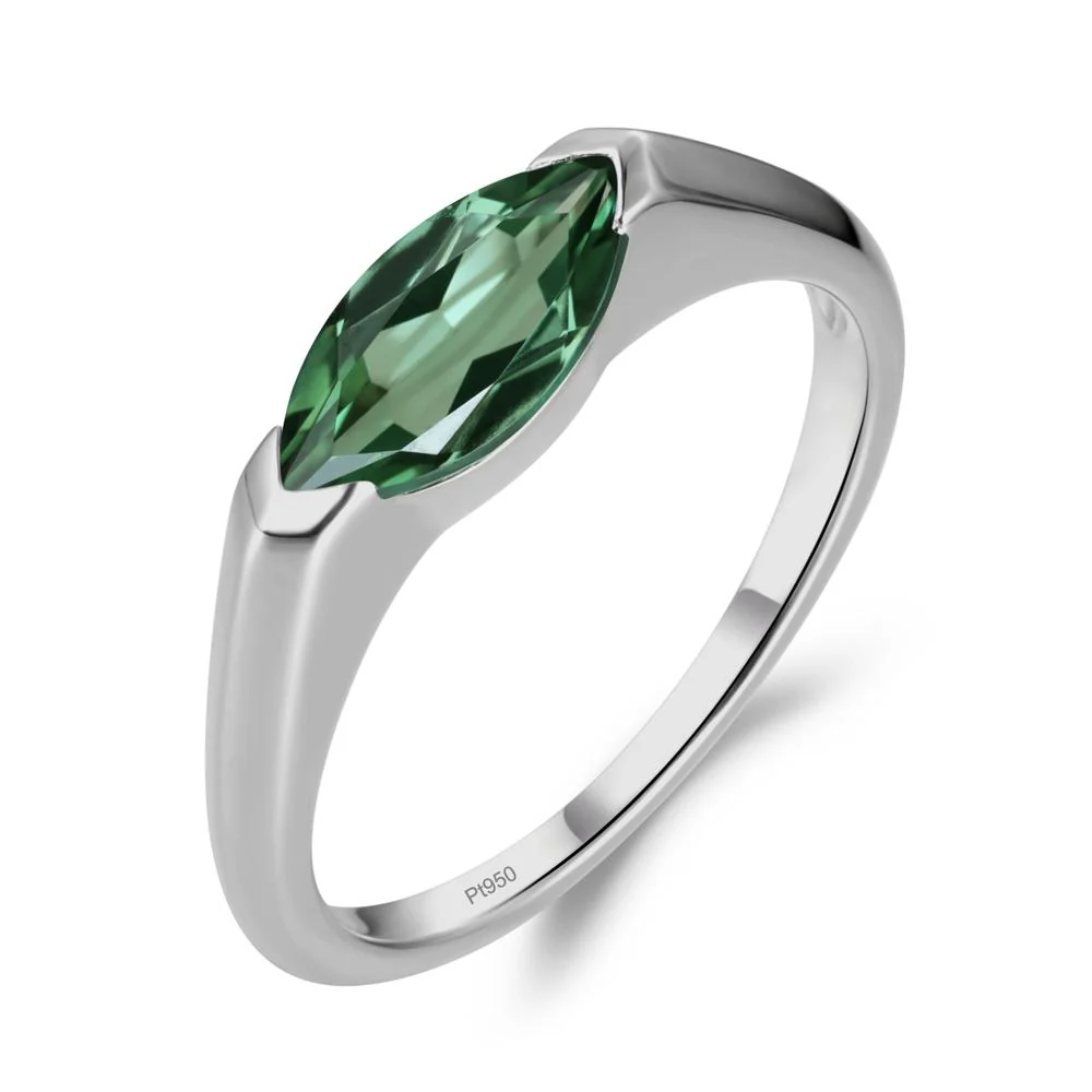 East West Marquise Cut Green Sapphire Ring - Image 8