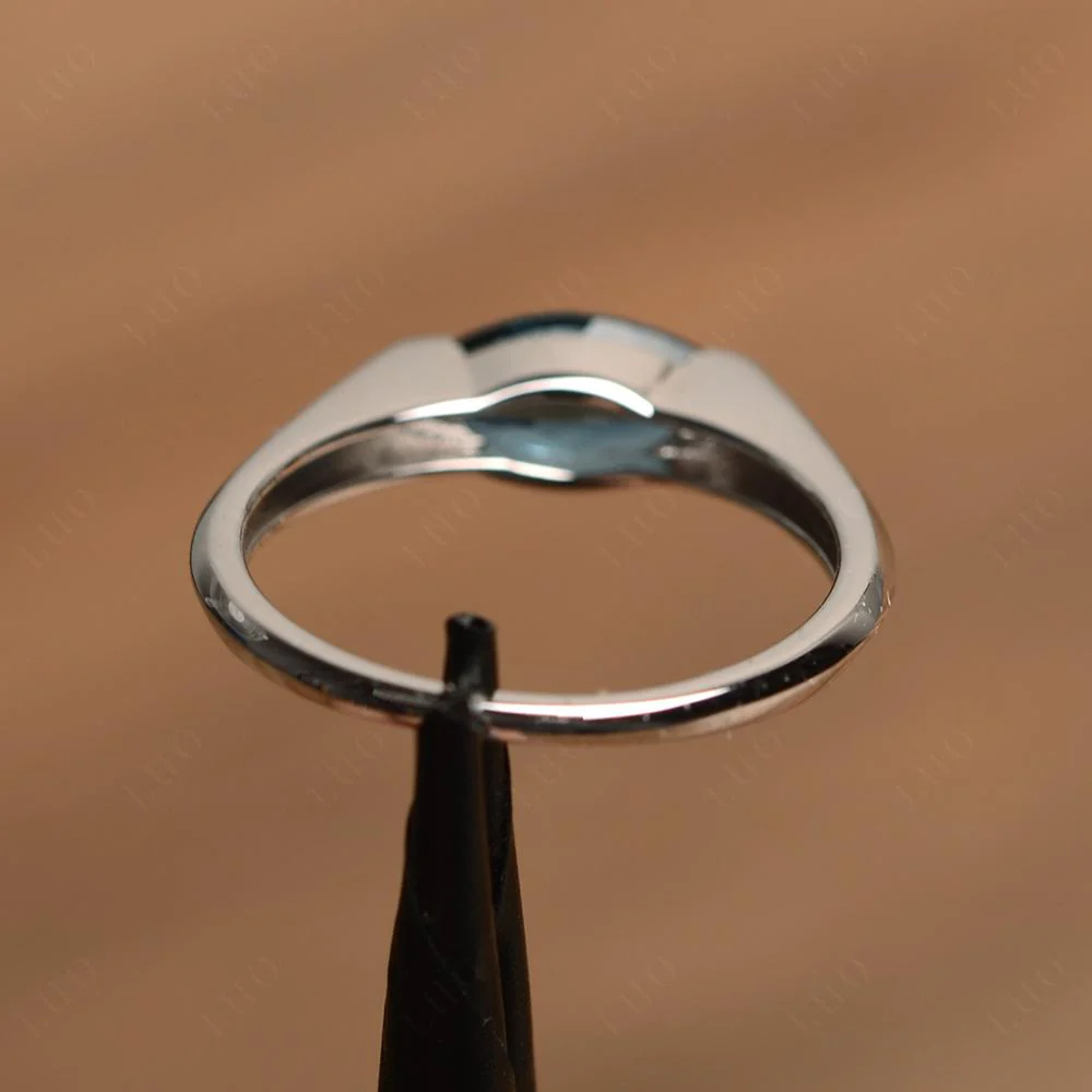 London Blue Topaz East West Marquise Ring - Image 12