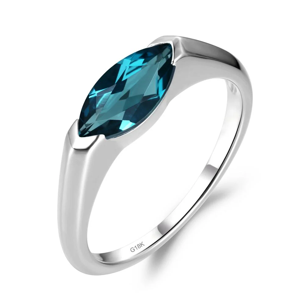 London Blue Topaz East West Marquise Ring - Image 2