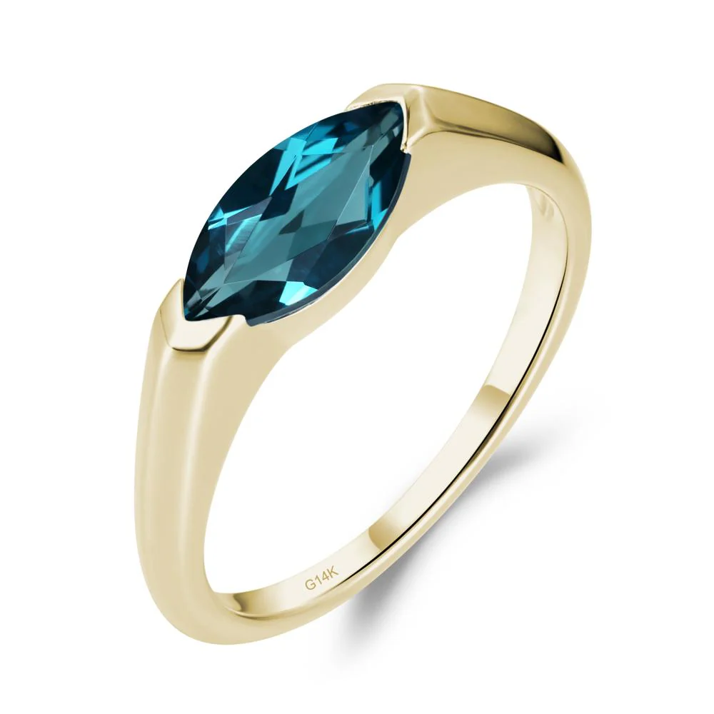 London Blue Topaz East West Marquise Ring - Image 4