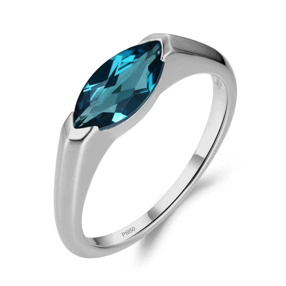 London Blue Topaz East West Marquise Ring - Image 7