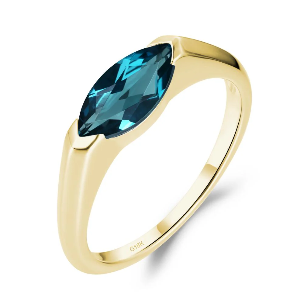 London Blue Topaz East West Marquise Ring - Image 8