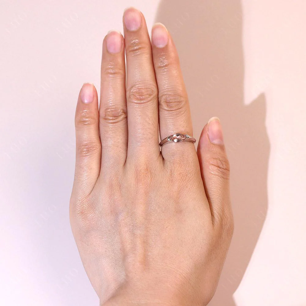 Morganite East West Bezel Marquise Ring - Image 15