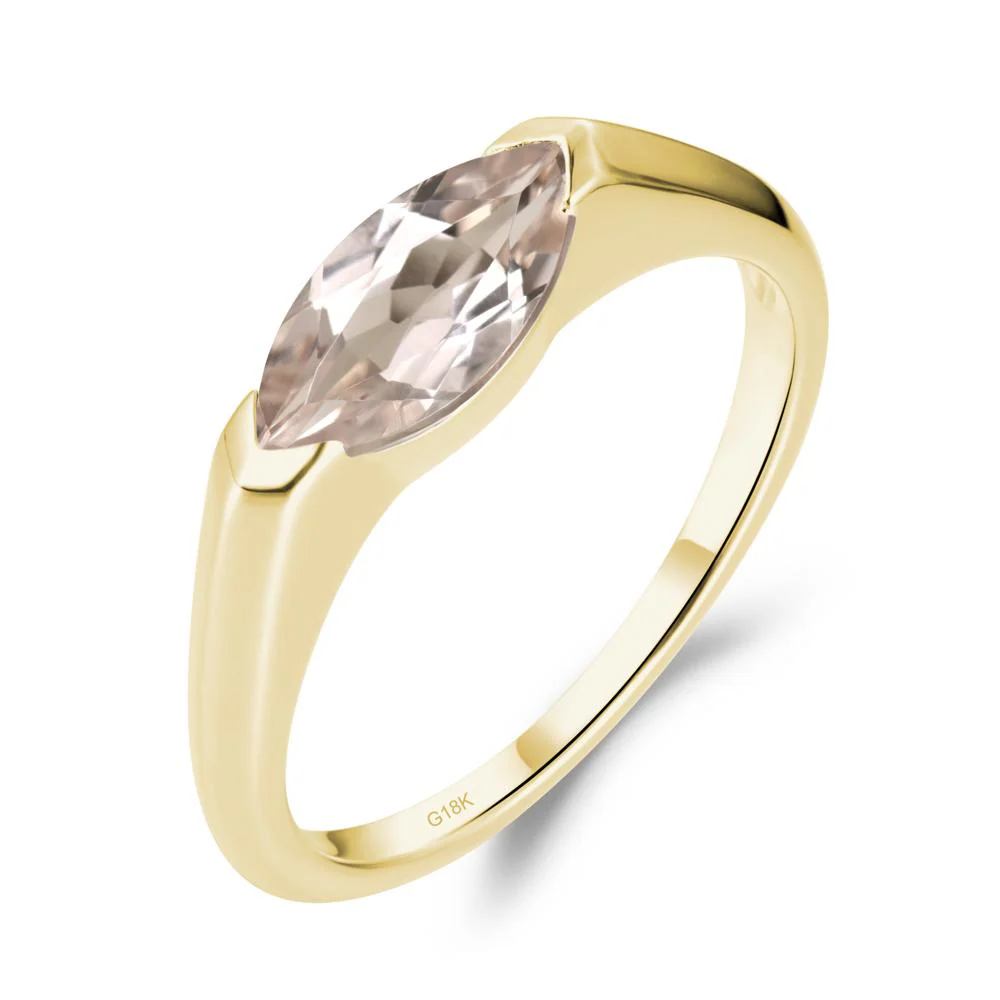 Morganite East West Bezel Marquise Ring - Image 6