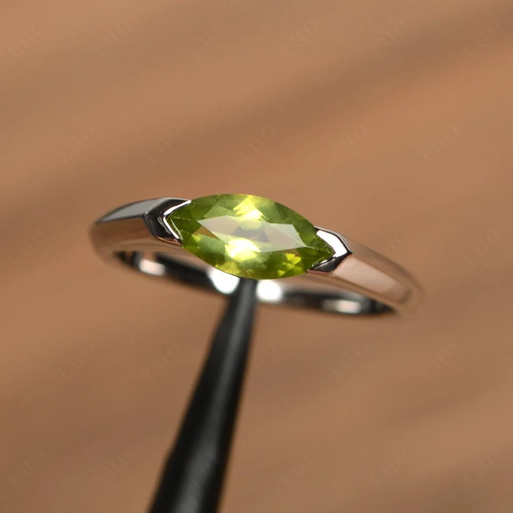 Peridot East West Marquise Engagement Ring - Image 10