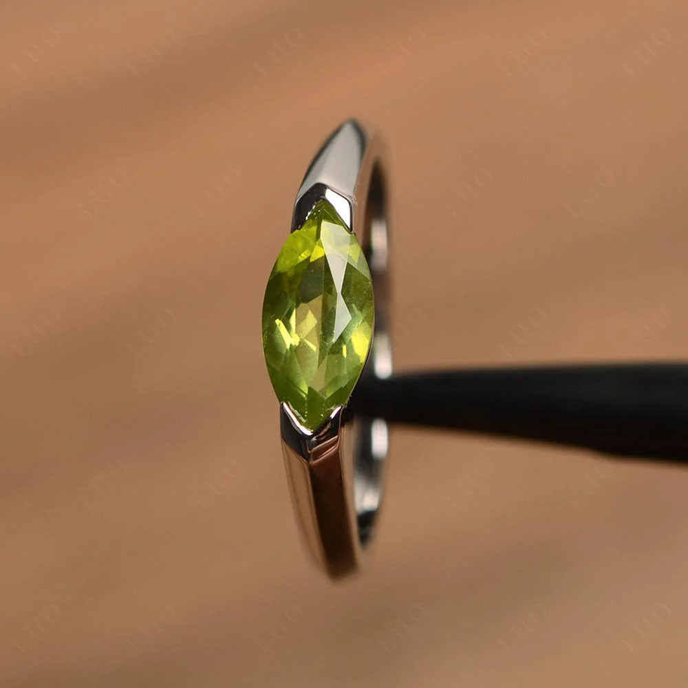 Peridot East West Marquise Engagement Ring - Image 11