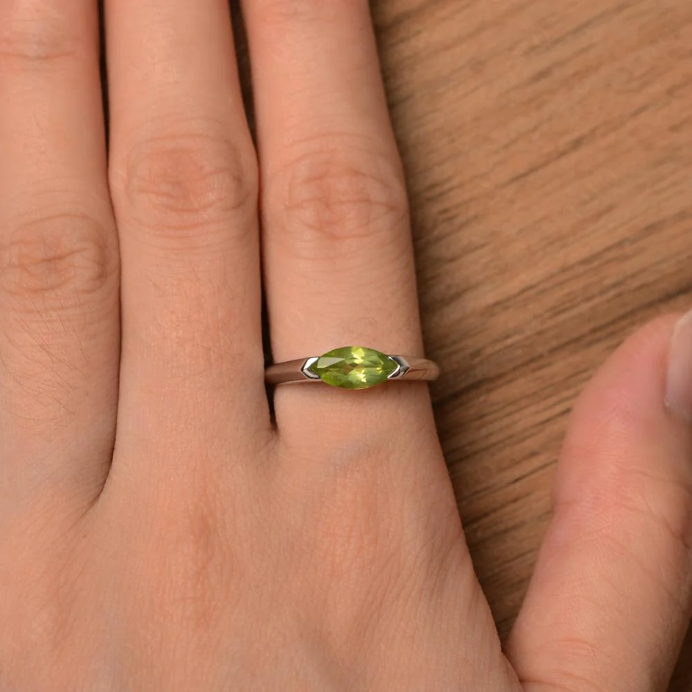 Peridot East West Marquise Engagement Ring - Image 13