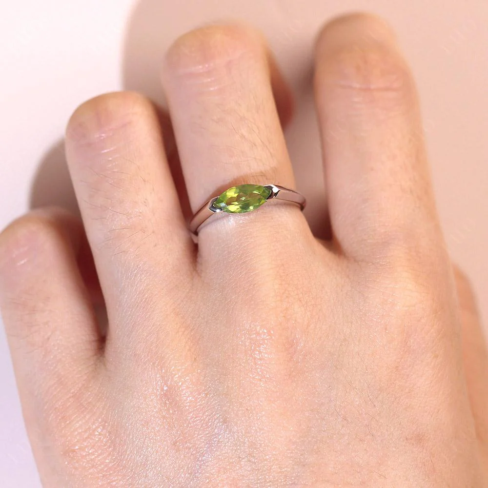 Peridot East West Marquise Engagement Ring - Image 14