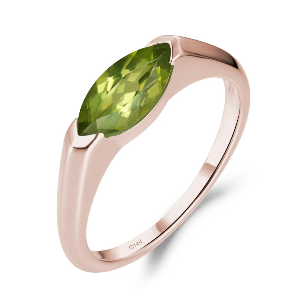 Peridot East West Marquise Engagement Ring - Image 4