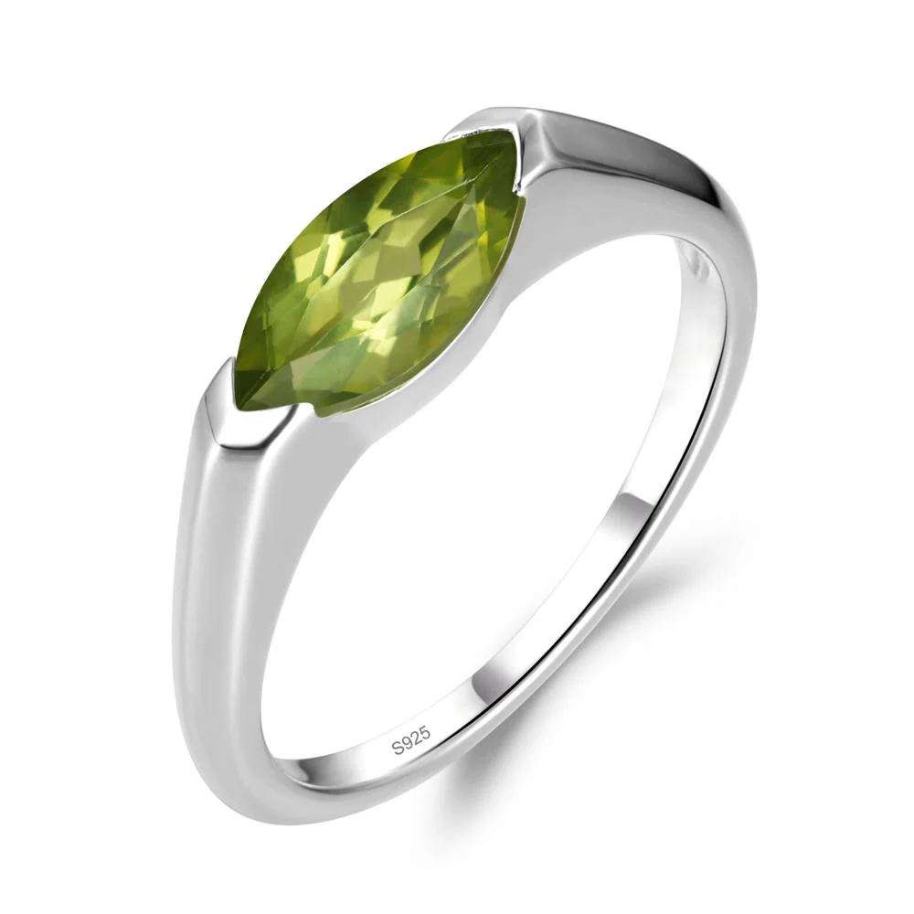 Peridot East West Marquise Engagement Ring - Image 9