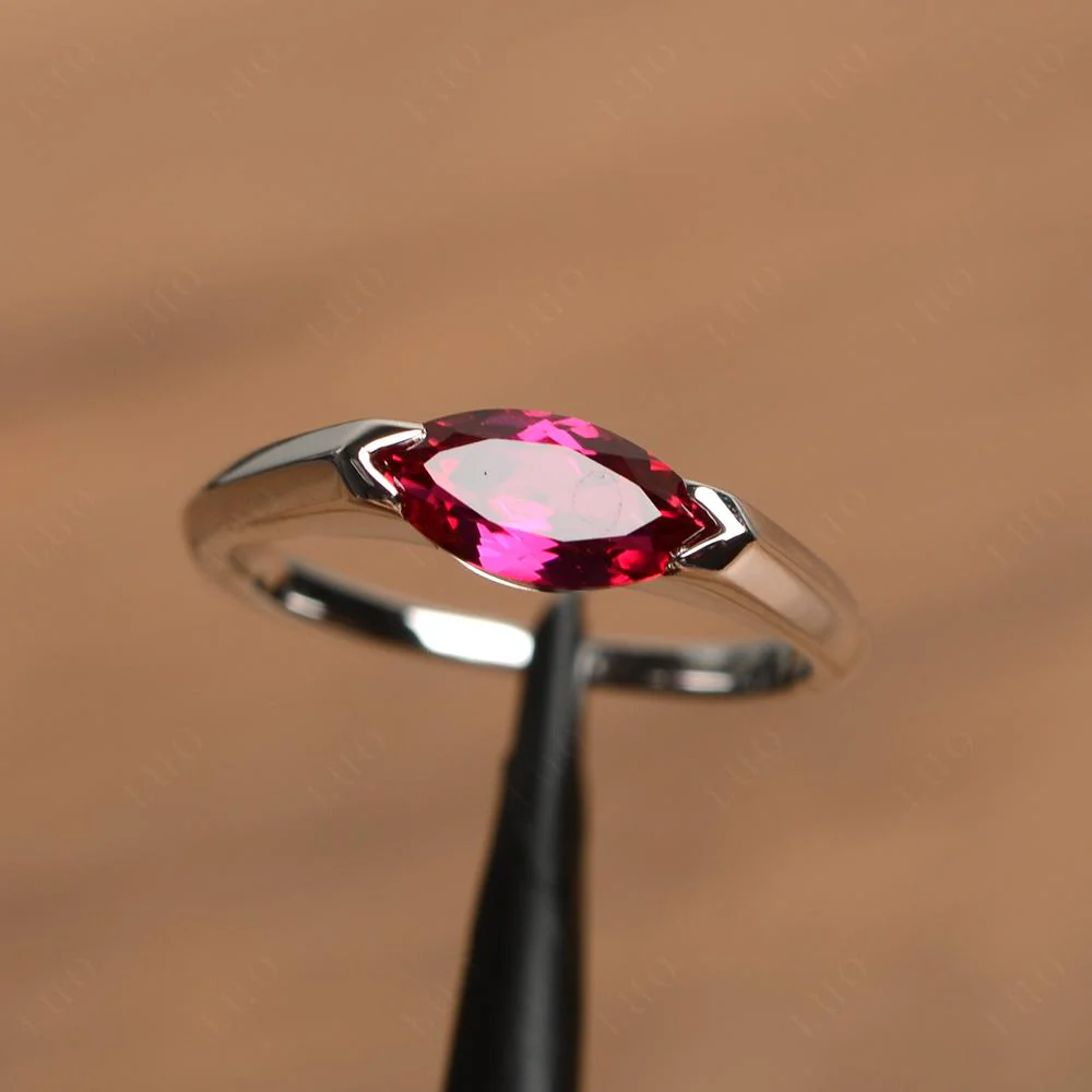 East West Marquise Cut Ruby Ring - Image 10
