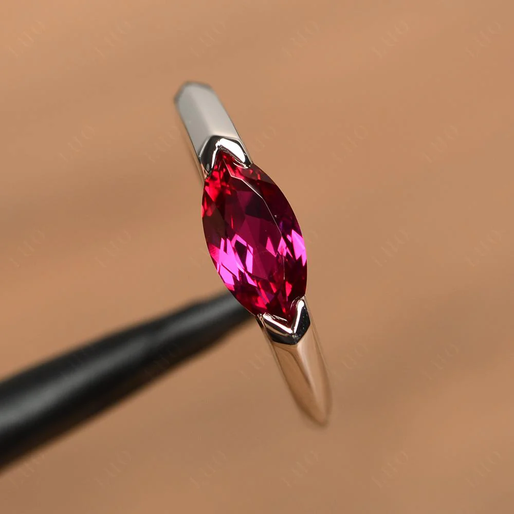 East West Marquise Cut Ruby Ring - Image 11