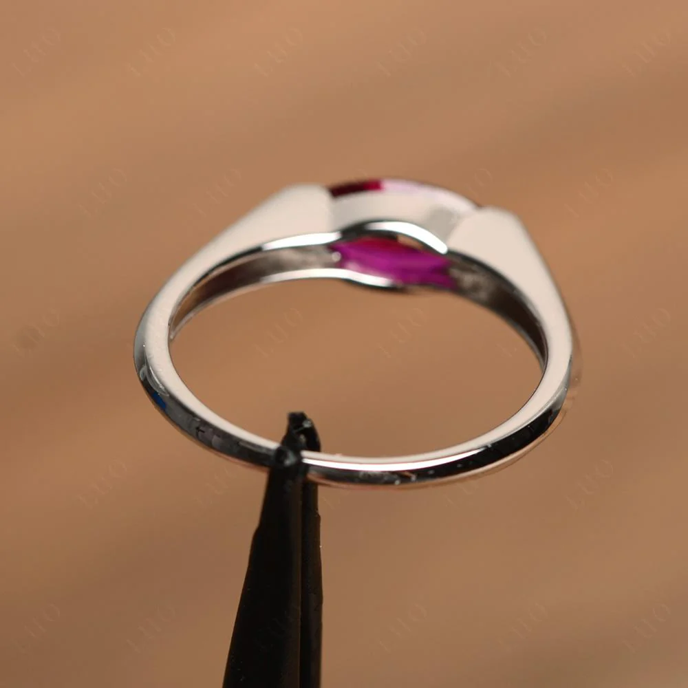 East West Marquise Cut Ruby Ring - Image 12