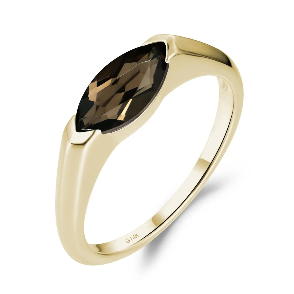 Smoky Quartz East West Bezel Marquise Ring