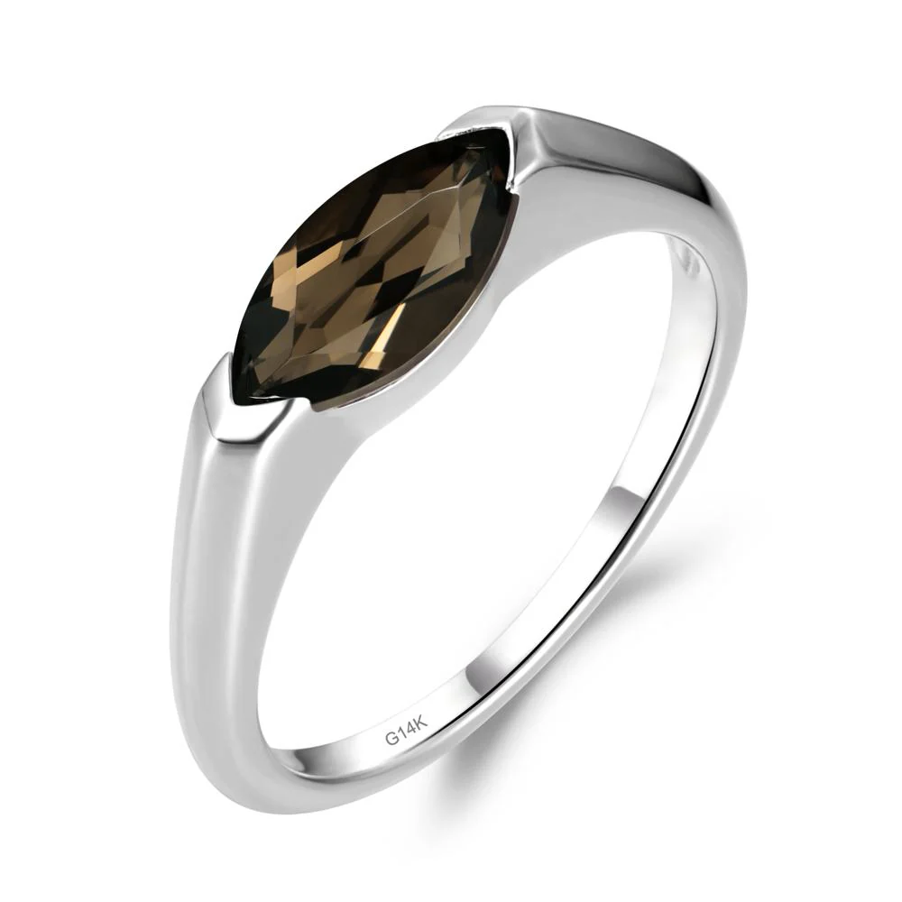 Smoky Quartz East West Bezel Marquise Ring - Image 2