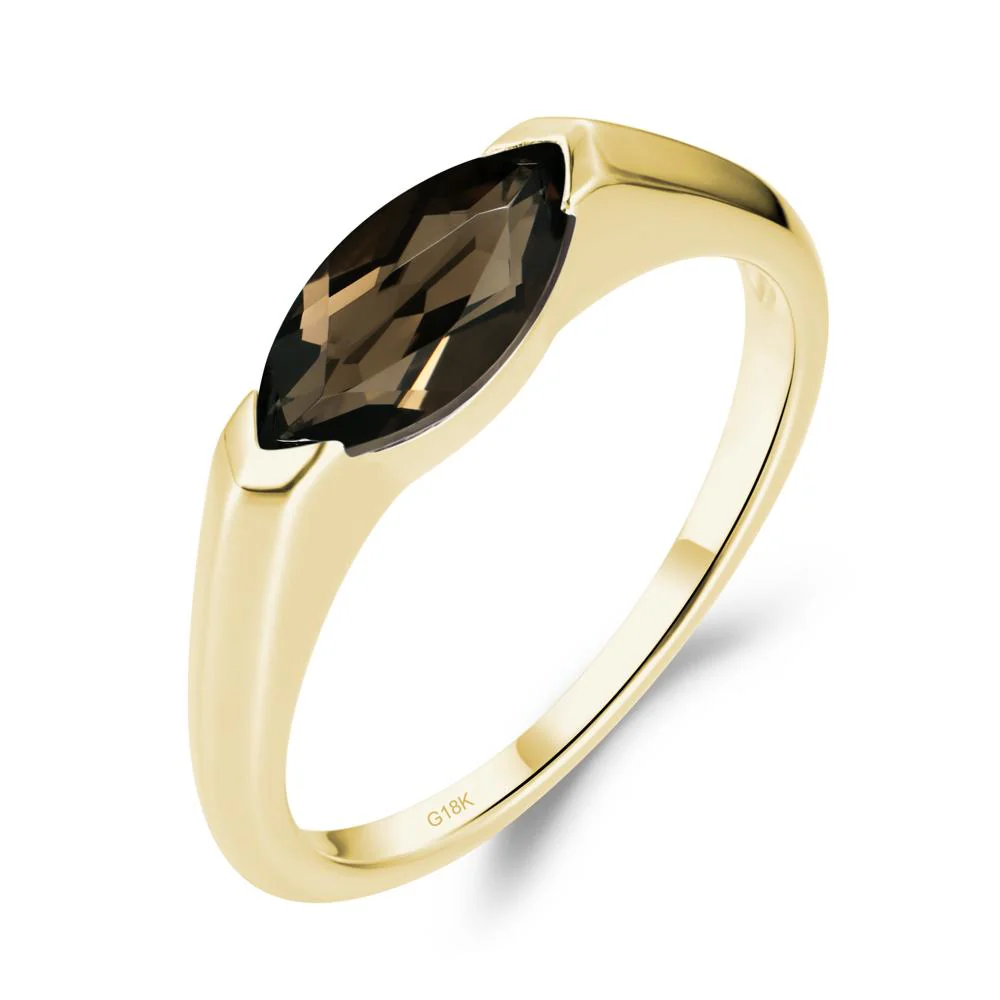 Smoky Quartz East West Bezel Marquise Ring - Image 3
