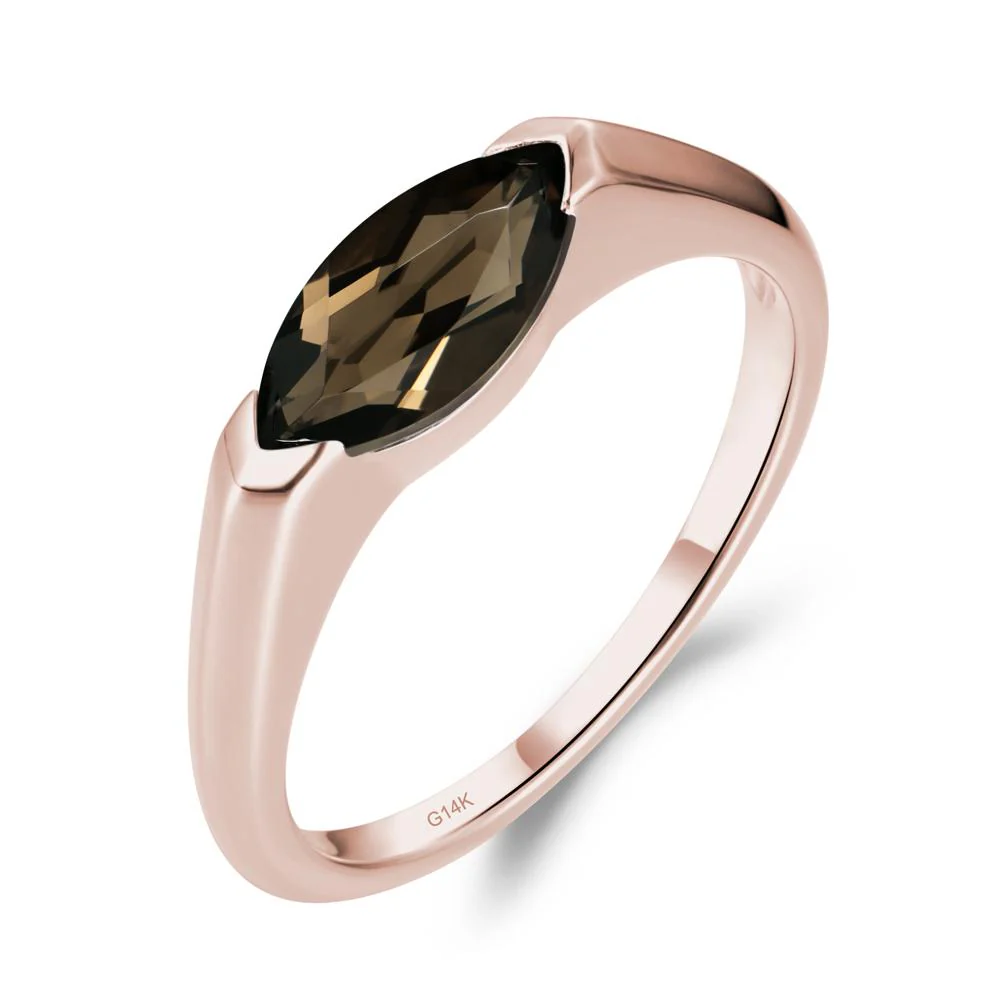 Smoky Quartz East West Bezel Marquise Ring - Image 7