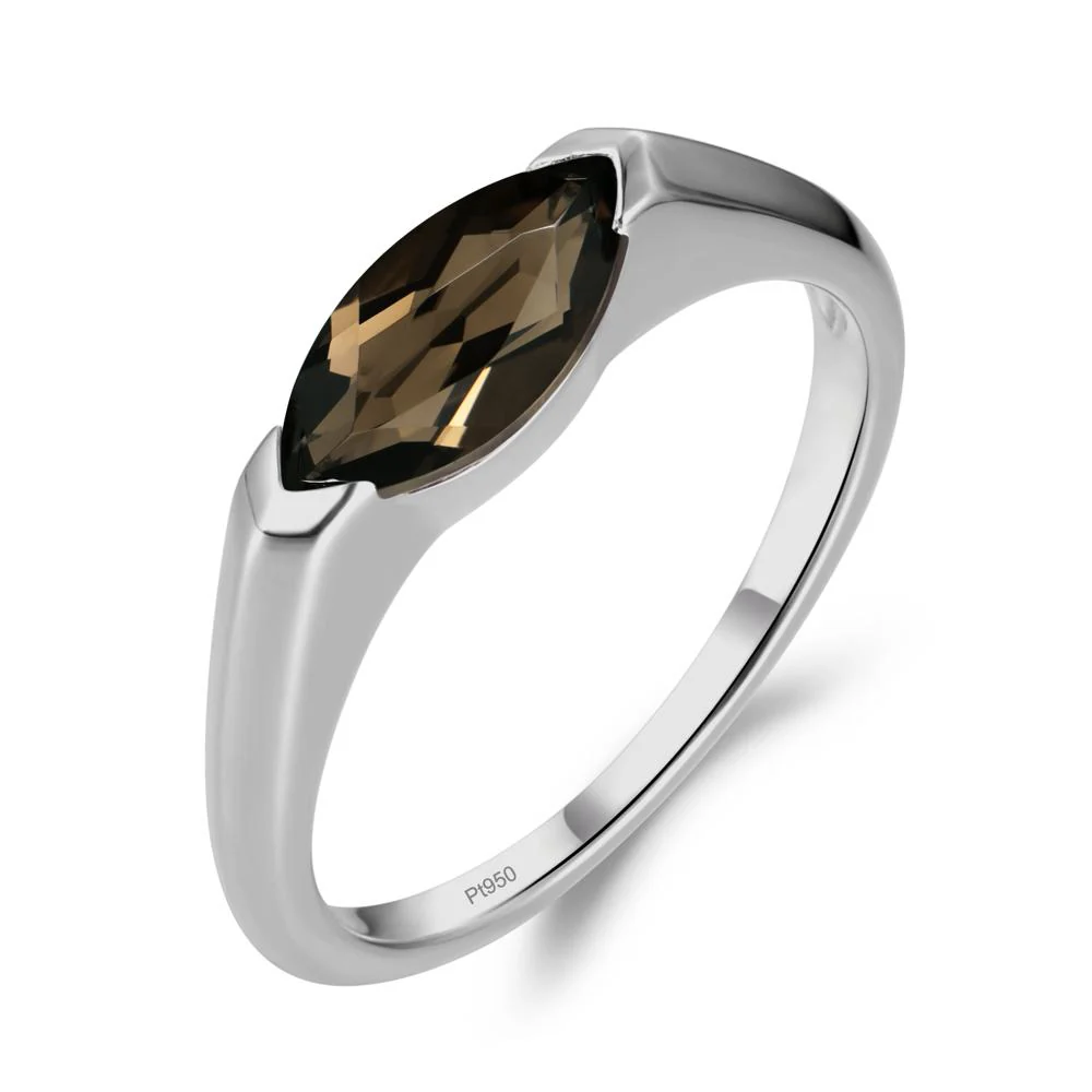 Smoky Quartz East West Bezel Marquise Ring - Image 8