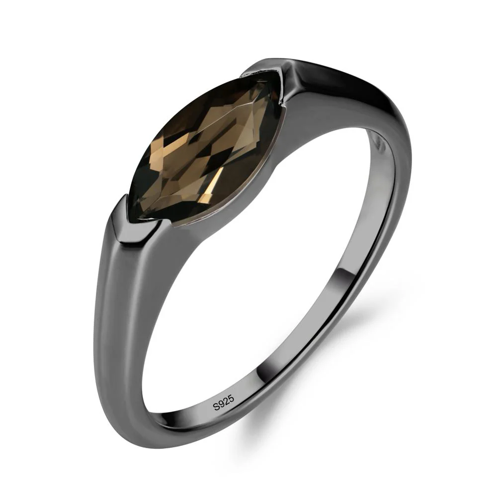 Smoky Quartz East West Bezel Marquise Ring - Image 9