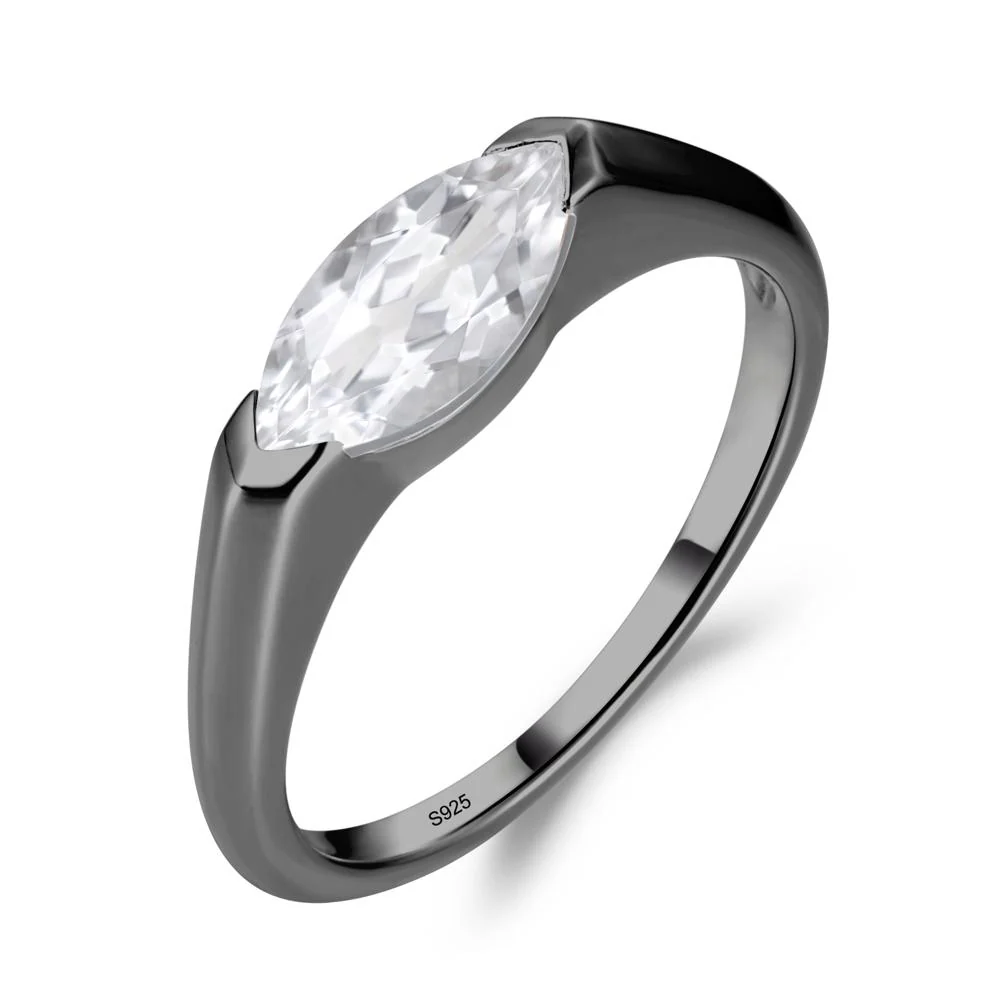 East West Marquise Cut White Topaz Ring - Image 3