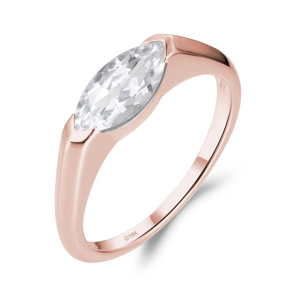 East West Marquise Cut White Topaz Ring - Image 5