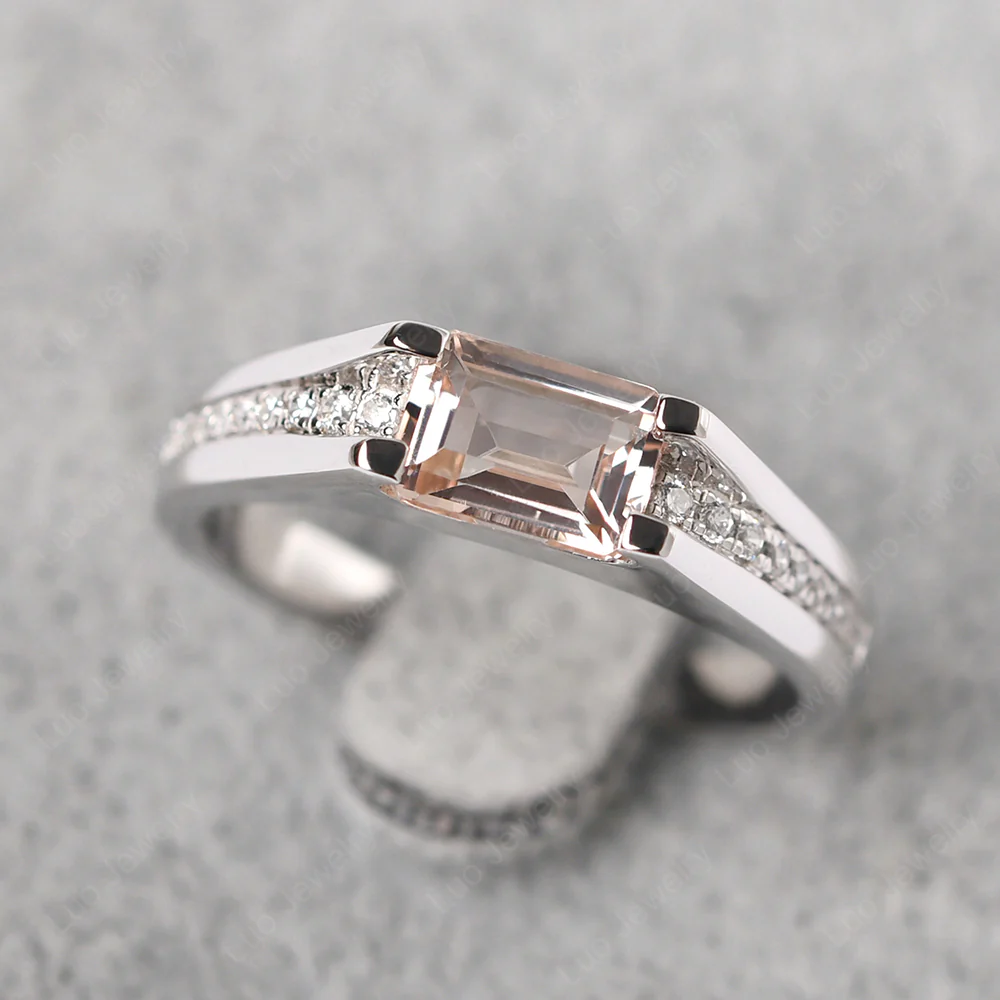 East West Morganite Engagement Ring - Image 2