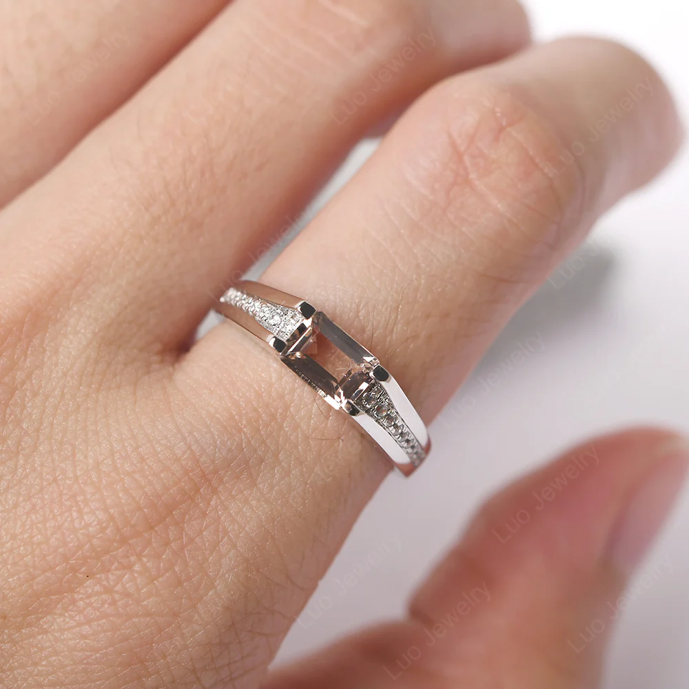 East West Morganite Engagement Ring - Image 7