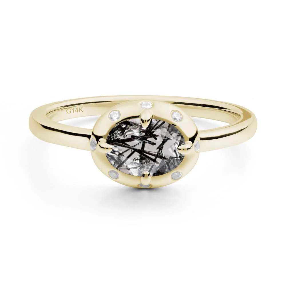 East-West Oval Black Rutilated Quartz Ring - Image 2