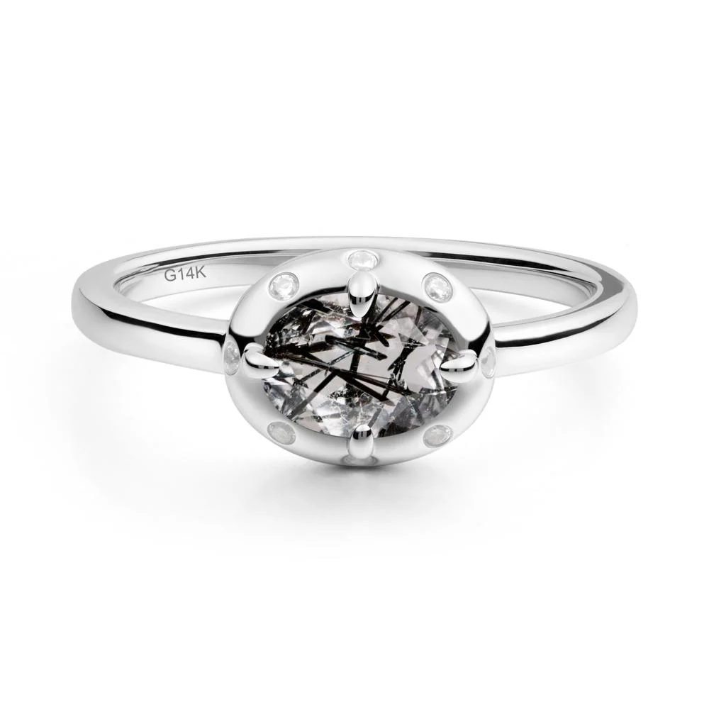 East-West Oval Black Rutilated Quartz Ring - Image 9