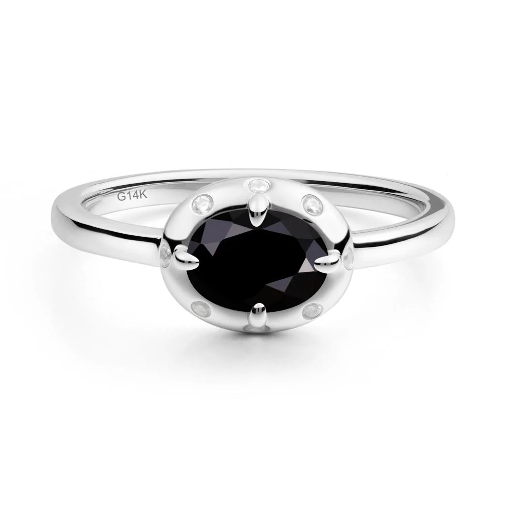 East-West Oval Black Spinel Ring