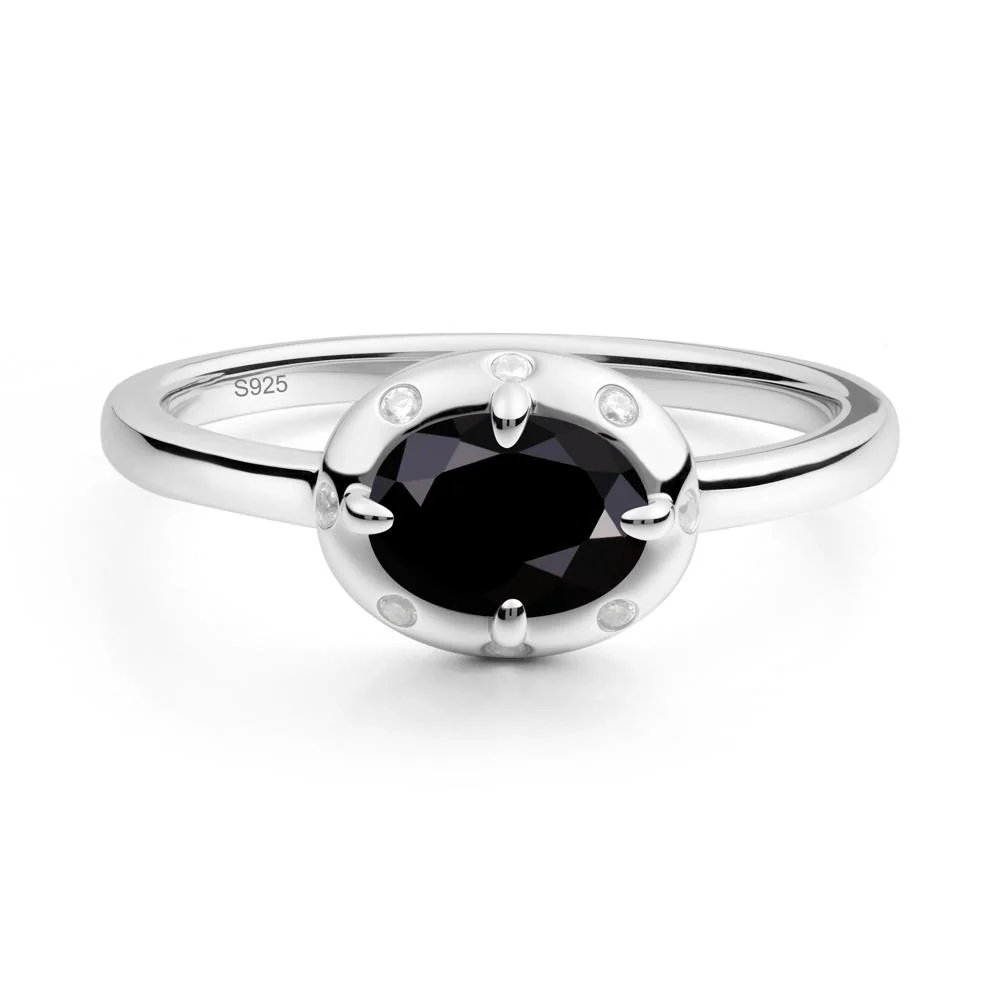 East-West Oval Black Spinel Ring - Image 8