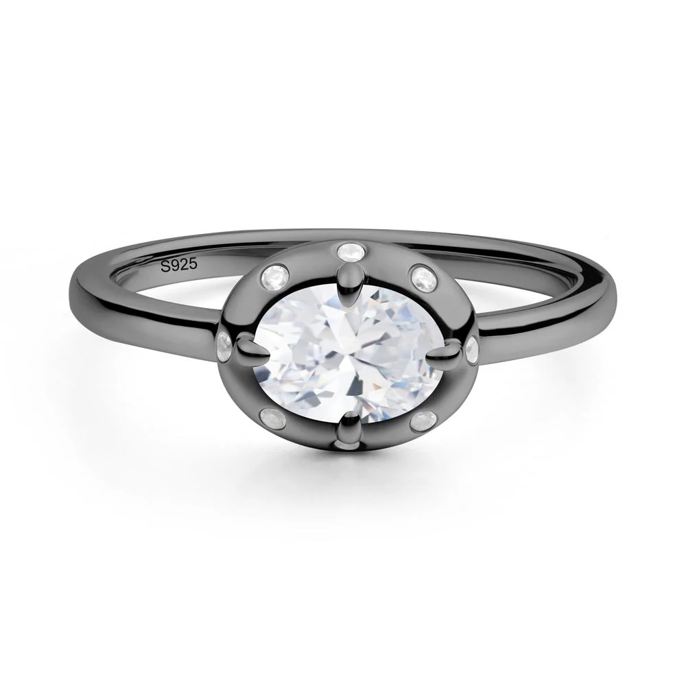 East-West Oval Cubic Zirconia Ring