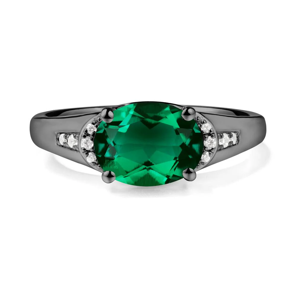 East West Oval Emerald Ring - Image 2