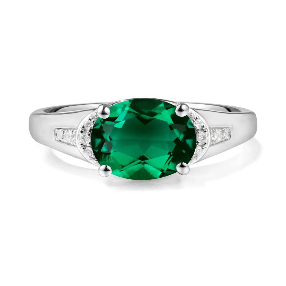 East West Oval Emerald Ring - Image 5