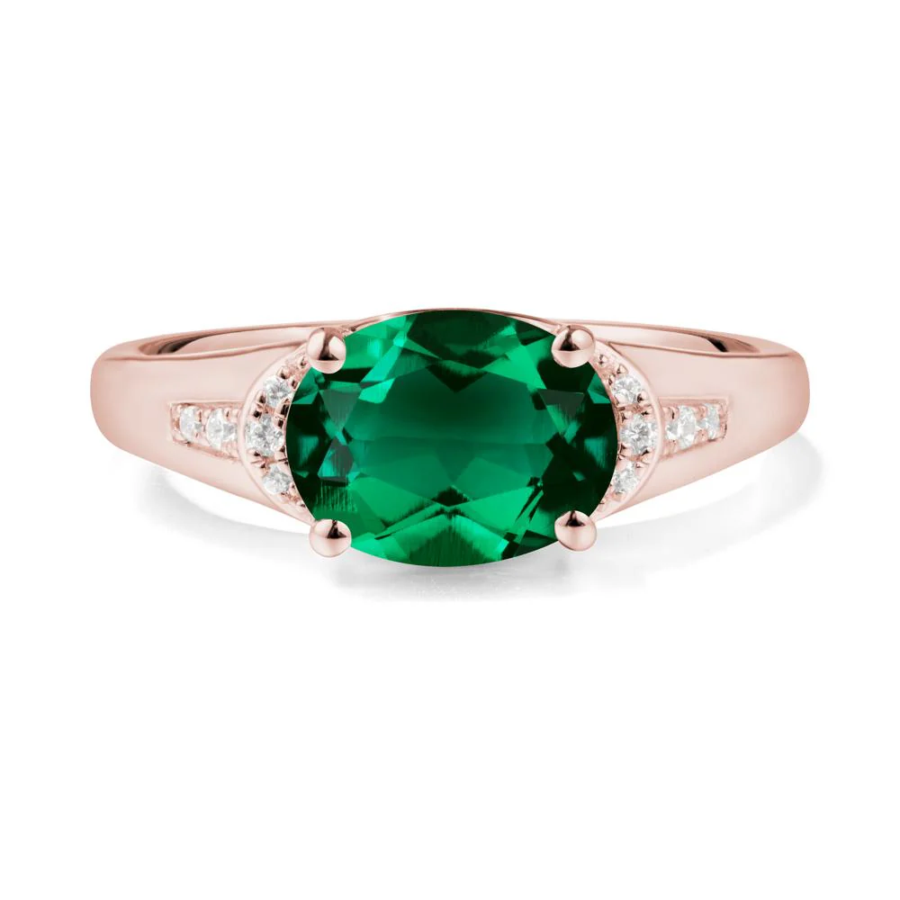 East West Oval Emerald Ring - Image 8