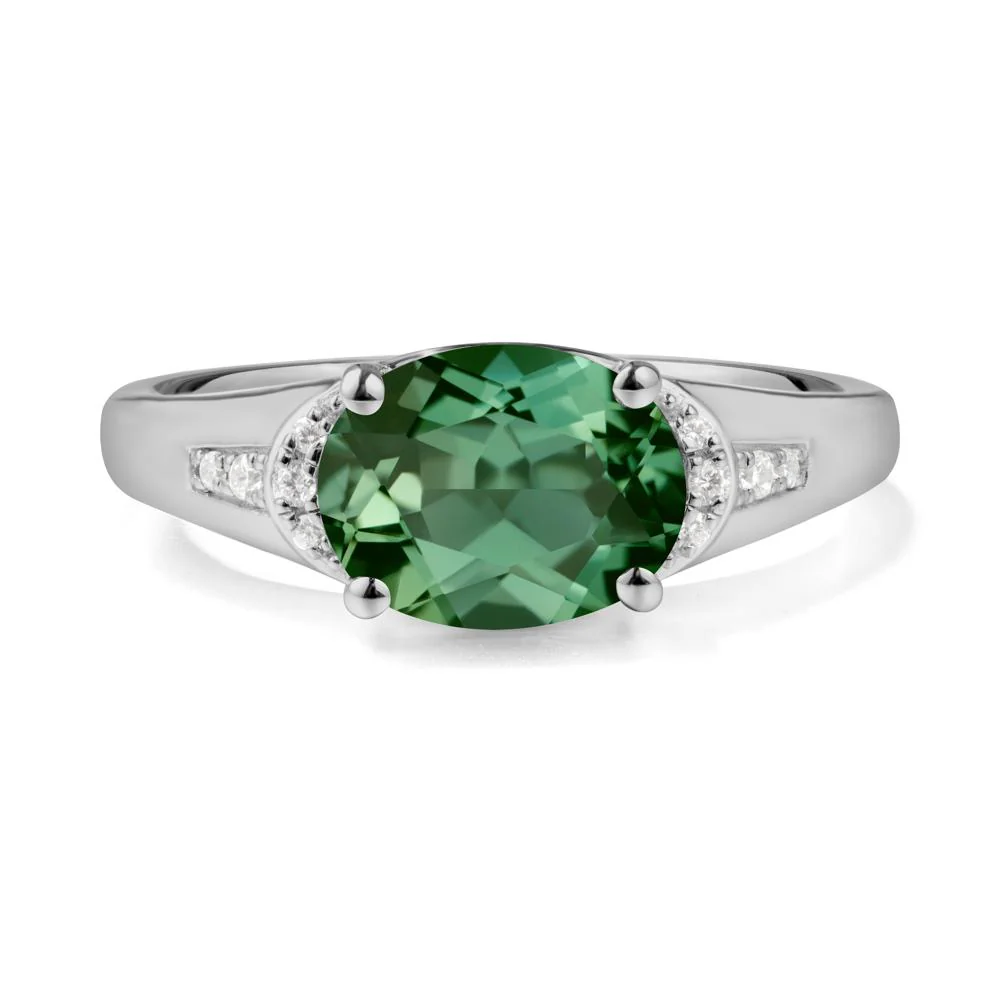 East West Oval Green Sapphire Ring