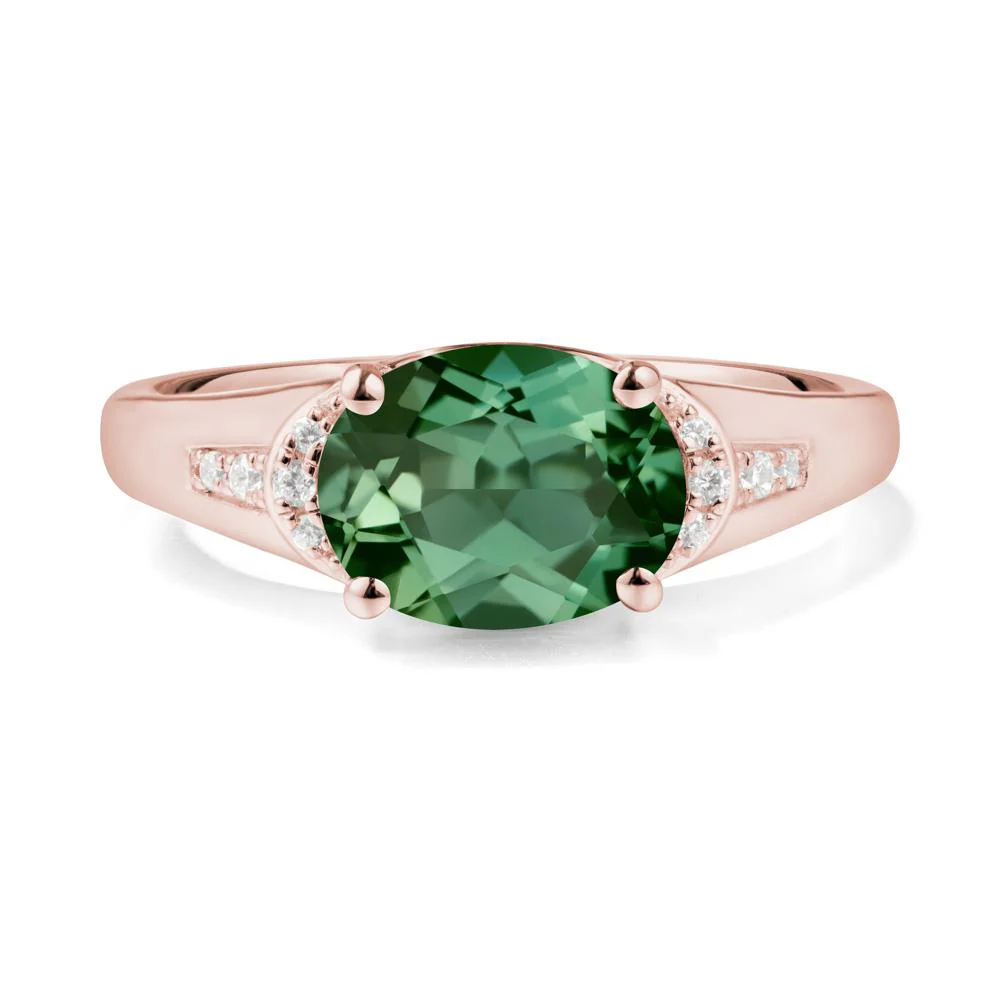 East West Oval Green Sapphire Ring - Image 2