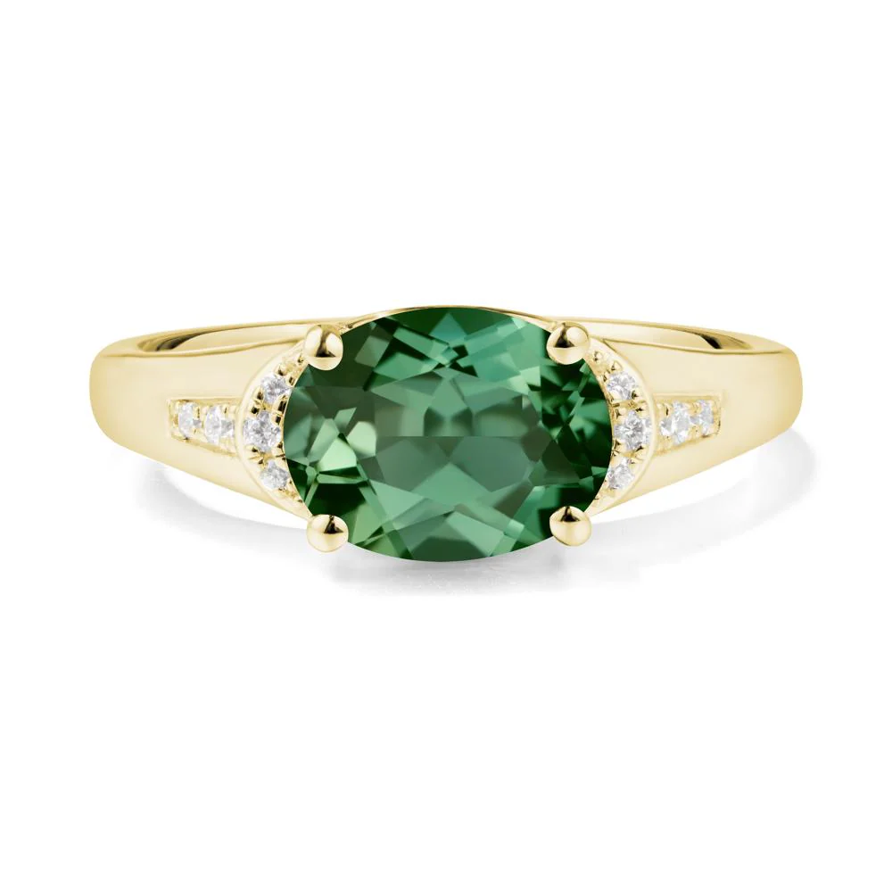 East West Oval Green Sapphire Ring - Image 6
