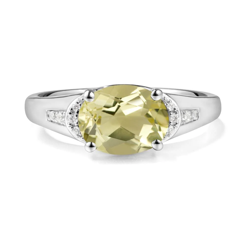 East West Oval Lemon Quartz Ring - Image 2