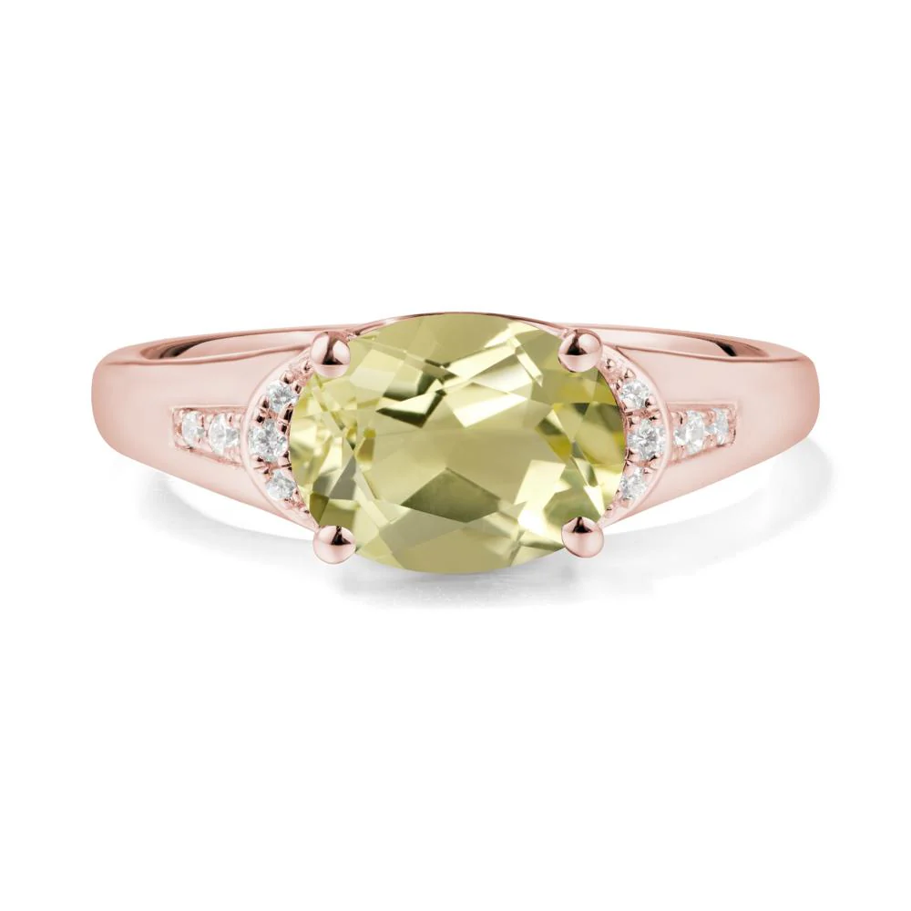 East West Oval Lemon Quartz Ring - Image 3