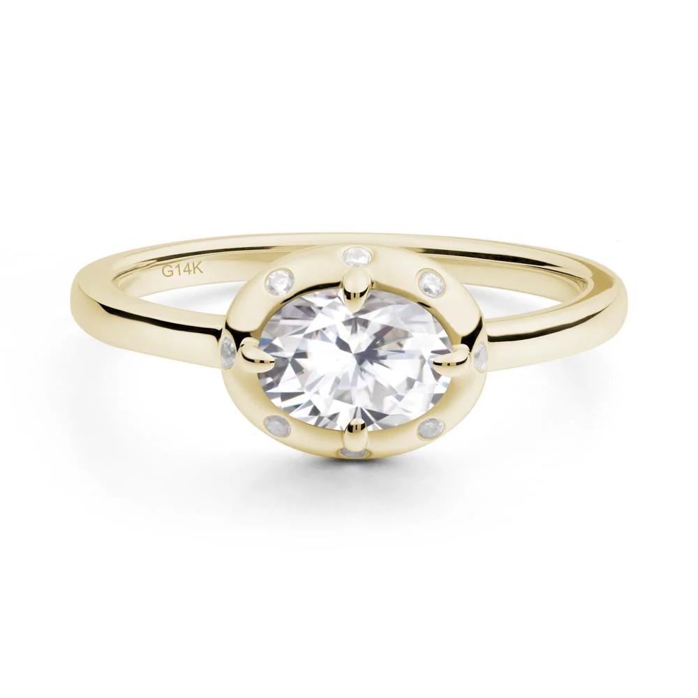 East-West Oval Moissanite Ring