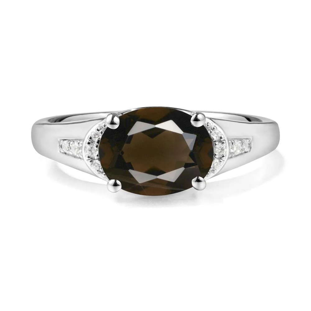 East West Oval Smoky Quartz Ring - Image 4