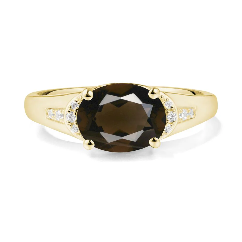 East West Oval Smoky Quartz Ring - Image 5