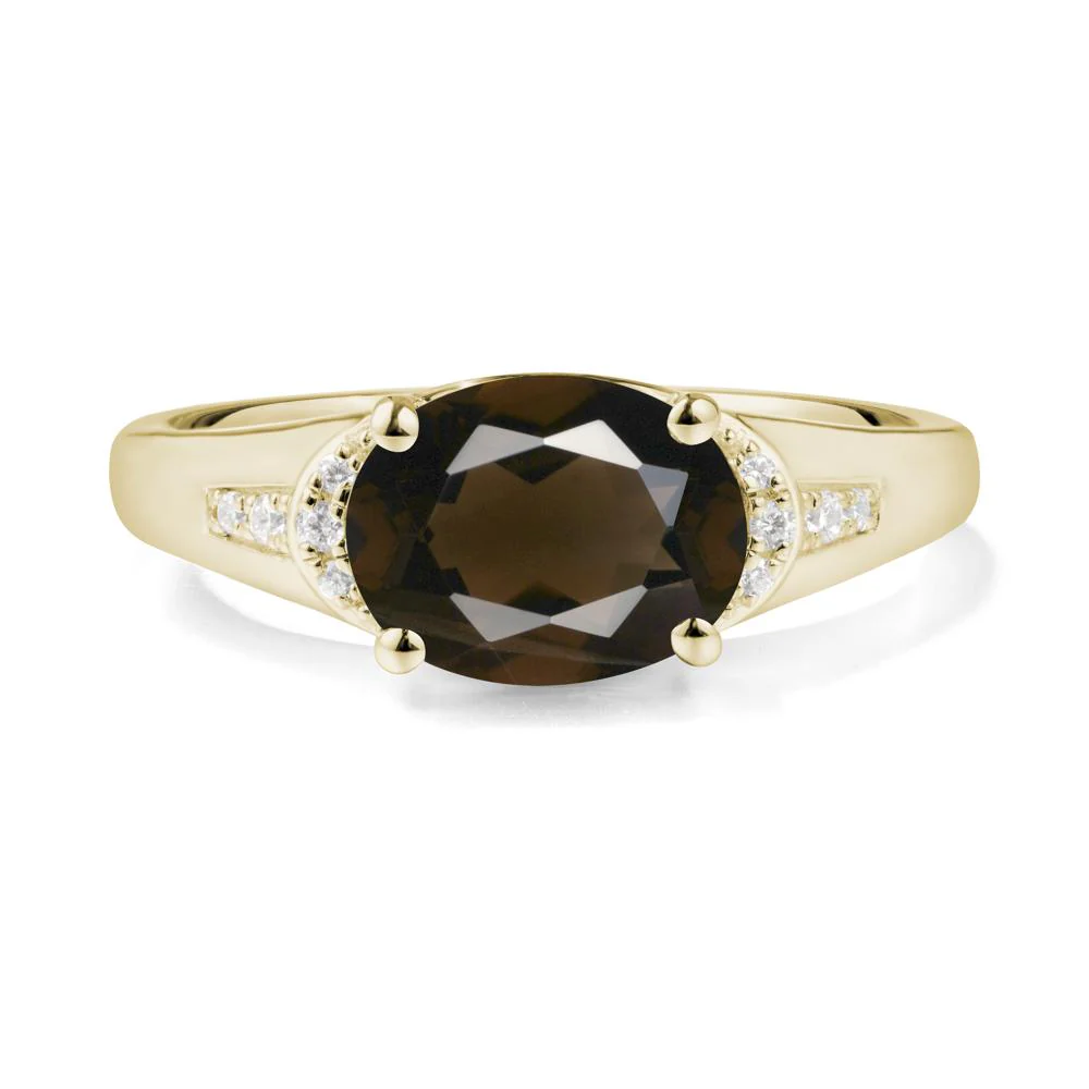 East West Oval Smoky Quartz Ring - Image 9