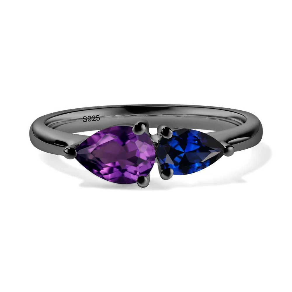 Amethyst and Sapphire 2 Stone Ring
