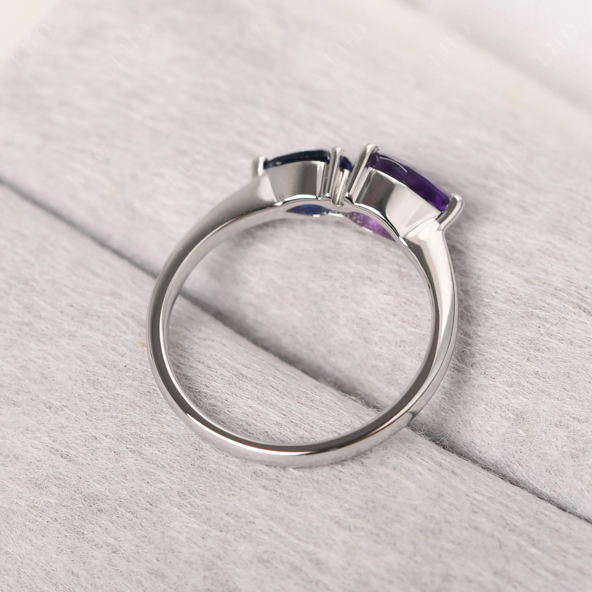 Amethyst and Sapphire 2 Stone Ring - Image 12