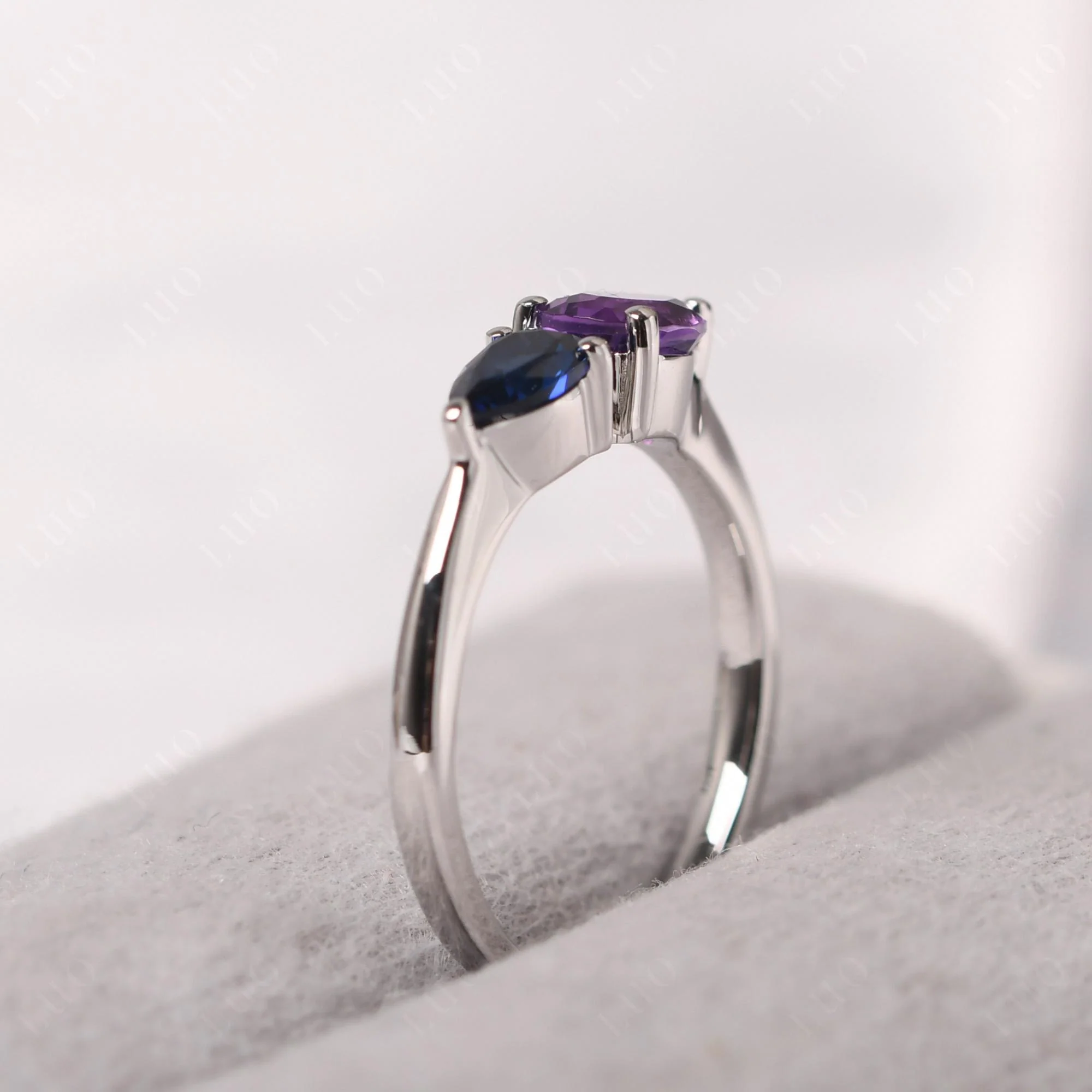 Amethyst and Sapphire 2 Stone Ring - Image 13
