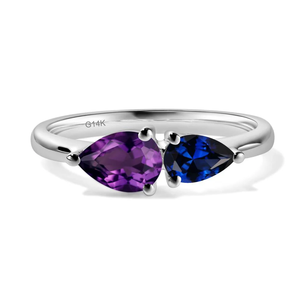 Amethyst and Sapphire 2 Stone Ring - Image 3