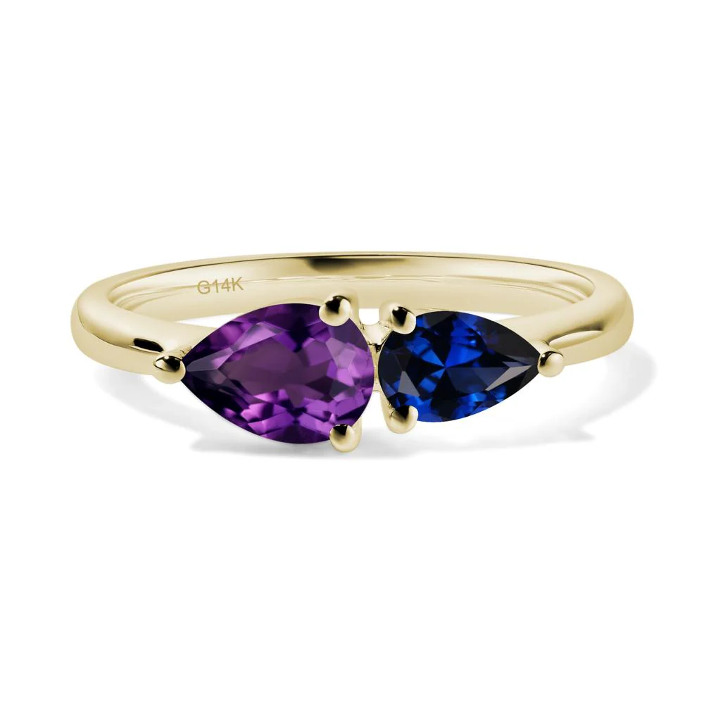 Amethyst and Sapphire 2 Stone Ring - Image 4
